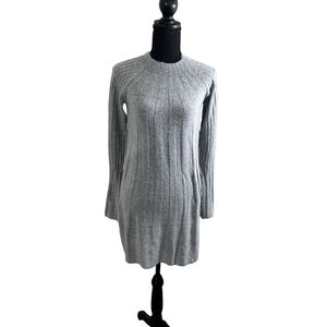 Olivaceous Women’s Soft Grey Long Sleeve Knit Sweater Dress, Size S